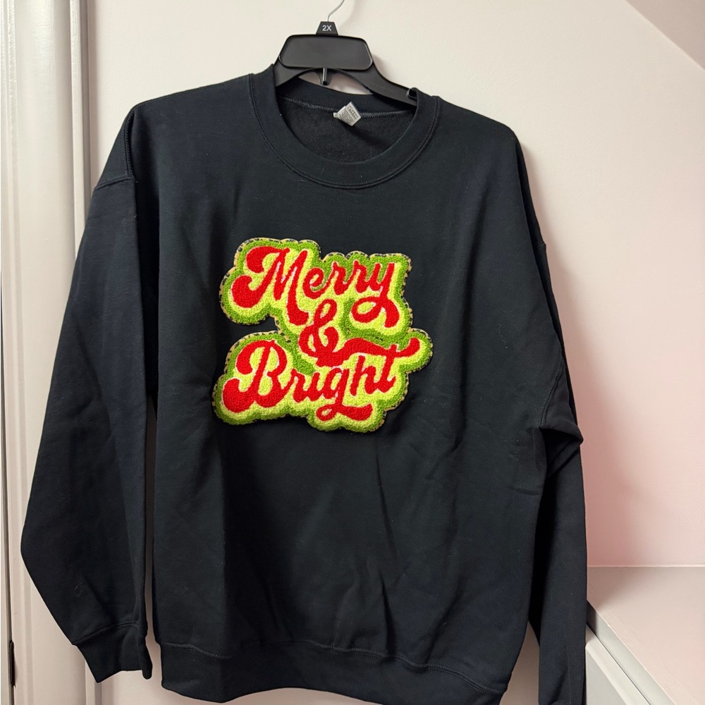 Gildan Black Sweatshirt with Red and Green Design